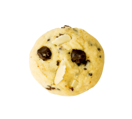 Chocolate chip cookie isolated on white backgroundの写真素材