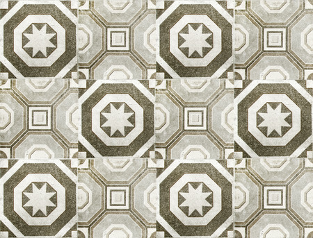 Vintage ceramic tiles wall decoration.Turkish ceramic tiles wall backgroundの写真素材