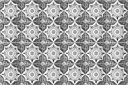 Vintage ceramic tiles wall decoration.Turkish ceramic tiles wall backgroundの写真素材