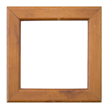 Wood vintage picture and photo frame isolated on white backgroundの写真素材
