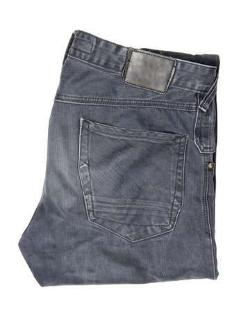blue jeans. jeans folded isolated on white backgroundの写真素材