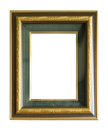 gold picture frame isolated.の写真素材