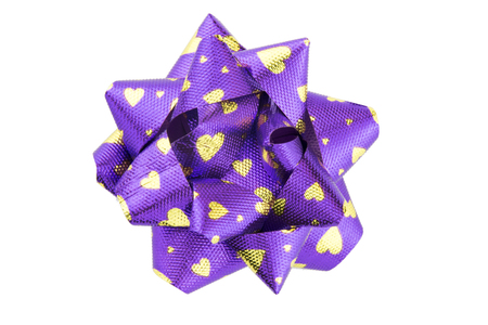 Beautiful purple bow gift on white background  の写真素材