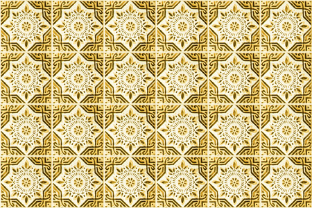 Vintage ceramic tiles wall decoration.Turkish ceramic tiles wall backgroundの写真素材