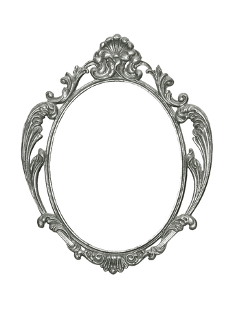 beautiful vintage silver mirror and frame, photo, image. の写真素材
