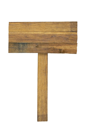 Wooden sign isolated on white. Wood old planks signの写真素材