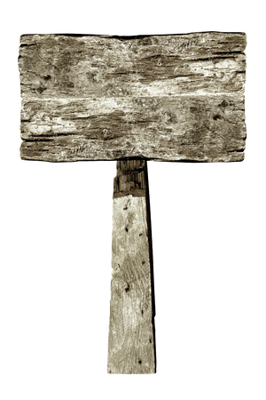 Wooden sign isolated on white. Wood old planks signの写真素材