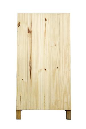Mock up wooden sign board on white background, Natural style shop decoration.の写真素材
