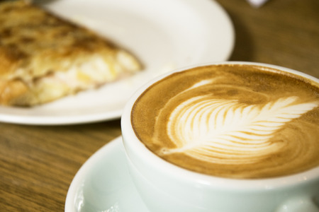 coffee cup latte and sandwichの写真素材