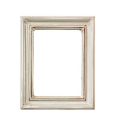 Vintage ceramic frame isolated on white backgroundの写真素材