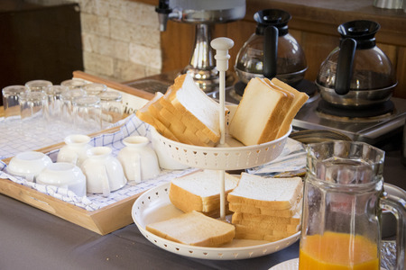 breakfast on table in buffet In the hotelの写真素材
