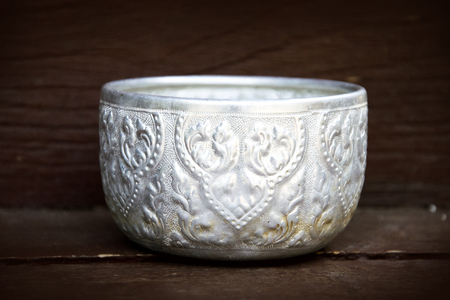 silver bowl handicrafts of Thailand.の写真素材