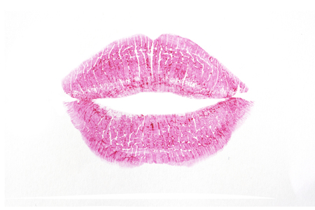 lipstick kiss on white background.の写真素材