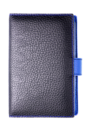 leather notebook isolated on white backgroundの写真素材