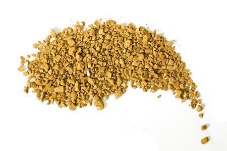 Soluble coffee, Instant coffee grains isolated on white for background.の写真素材