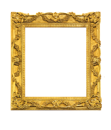 Gold vintage picture frame isolatedの写真素材