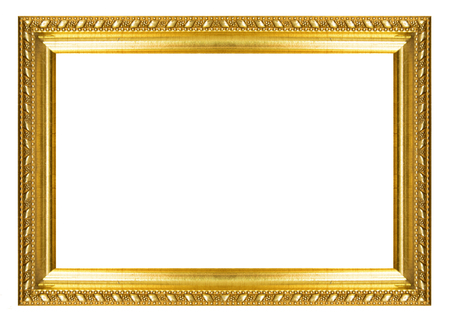 gold picture frame isolated.の写真素材