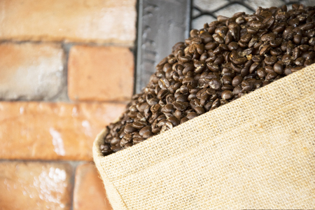 coffee beans in bag.の写真素材