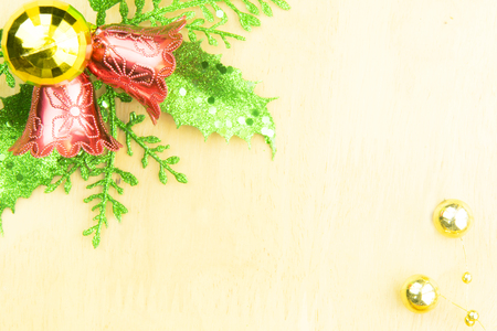 Christmas decoration on wood table backgroundの写真素材