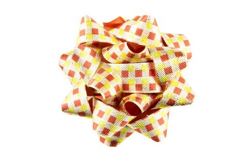 Beautiful bow gift on white backgroundの写真素材