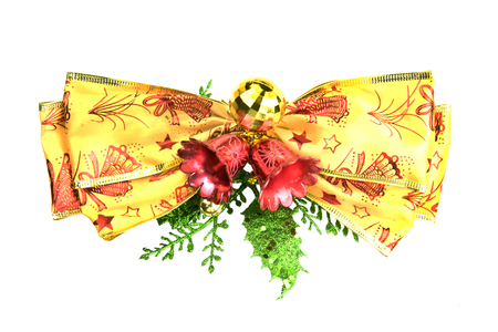 Bow Christmas and New Year Decoration isolated on white background.の写真素材