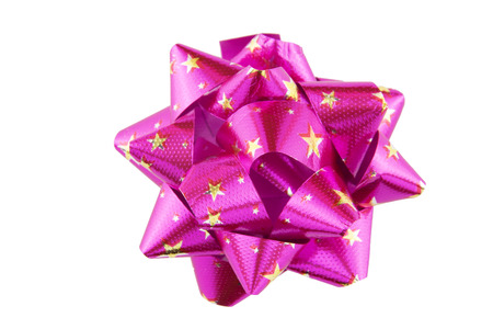 Beautiful bow gift on white backgroundの写真素材