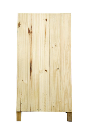 Mock up wooden sign board on white background, Natural style shop decoration.の写真素材