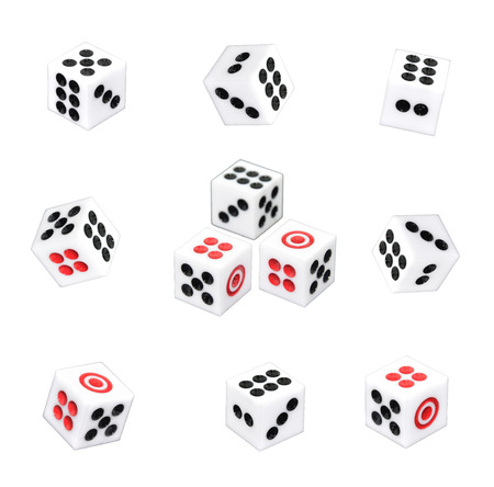 set of dice on white backgroundの写真素材