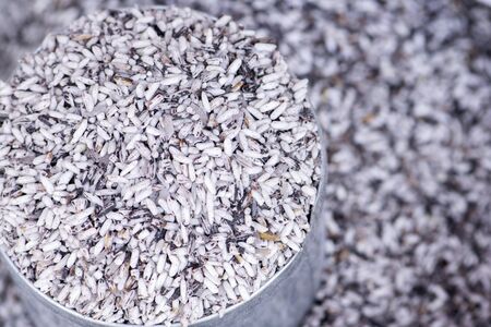 top view  organic rice and Riceberryの写真素材