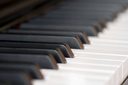 close-up of piano keys. close frontal view backgroundの写真素材