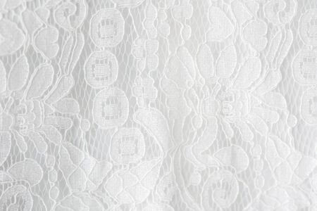 Lace fabric background, white lace fabricの写真素材