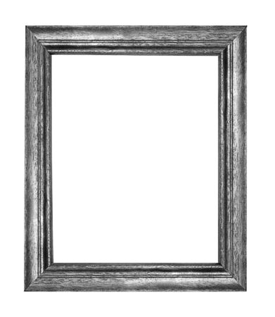 Black and White wood picture frame Isolated on white backgroundの写真素材