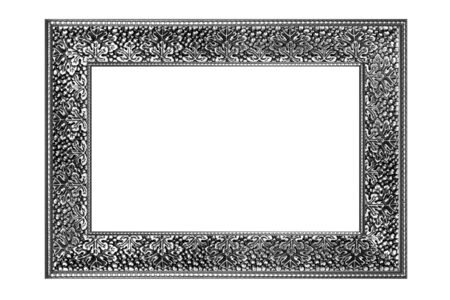 vintage picture and photo frame isolated on white backgroundの写真素材