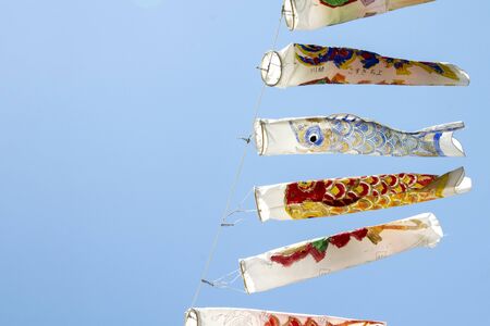 Japanese Koinobori carp hanging. Koi fish flag.の写真素材