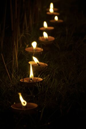 Candle light in the nightの写真素材
