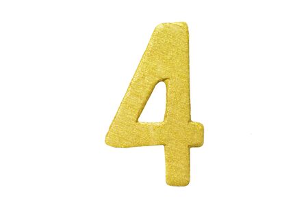 Golden number 4 isolated on white background