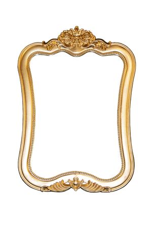 Vintage picture and photo frame isolated on white backgroundの写真素材