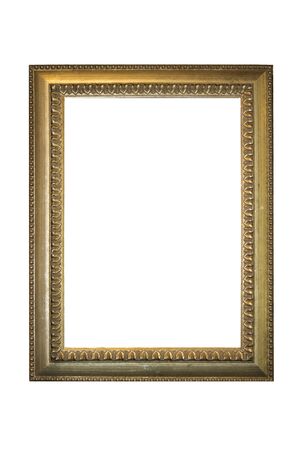 Vintage picture and photo frame isolated on white backgroundの写真素材
