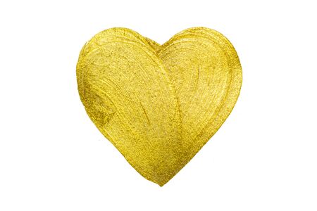 golden hand drawn heart. Gold brush stroke design element. Golden background for greeting, gift, wedding, birthday card.の写真素材