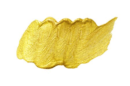 Gold paint brush stroke. Abstract gold glittering textured art illustration.の写真素材
