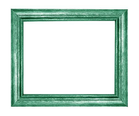 Green wood picture frame Isolated on white backgroundの写真素材