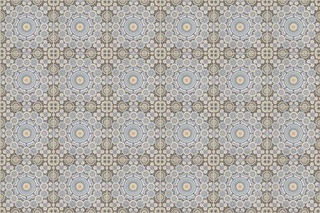 Vintage ceramic tiles wall decoration.Turkish ceramic tiles wall backgroundの写真素材
