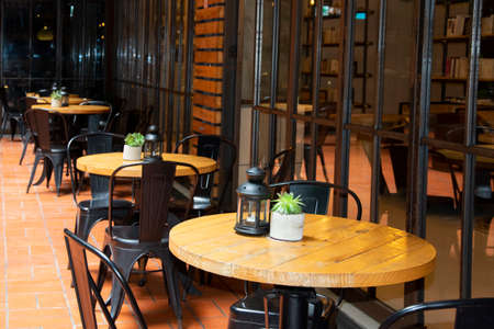 coffee and restaurant terrace with tables and chairs