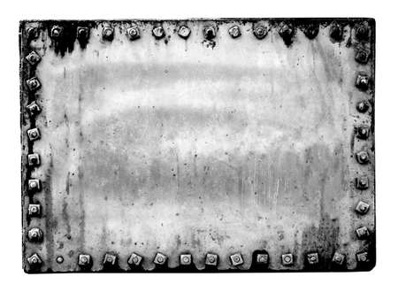 grunge metal plate with screws texture and backgroundの写真素材