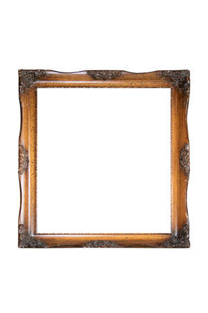 Vintage picture and photo frame isolated on white backgroundの写真素材