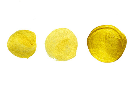 Watercolor gold circle hand paint backgroundの写真素材