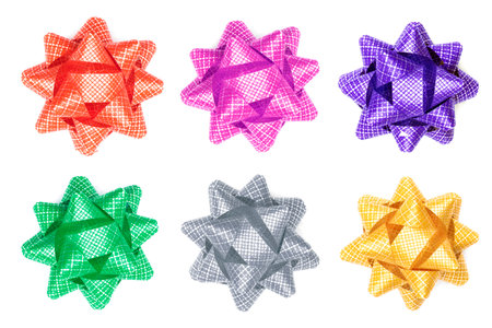 collection of ribbon bows isolated on white background.の写真素材