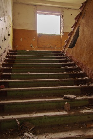 staircases in an abandoned complex, hdr processingの写真素材