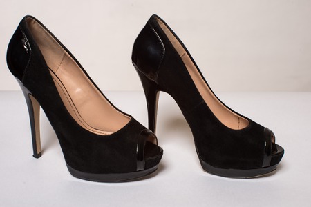 Nice woman shoes isolated on whiteの写真素材