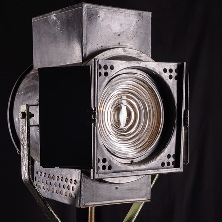 Old studio light on movie. Fresnel lens.の写真素材